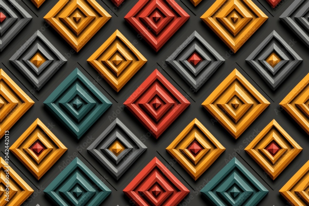 Poster a colorful pattern of squares and triangles