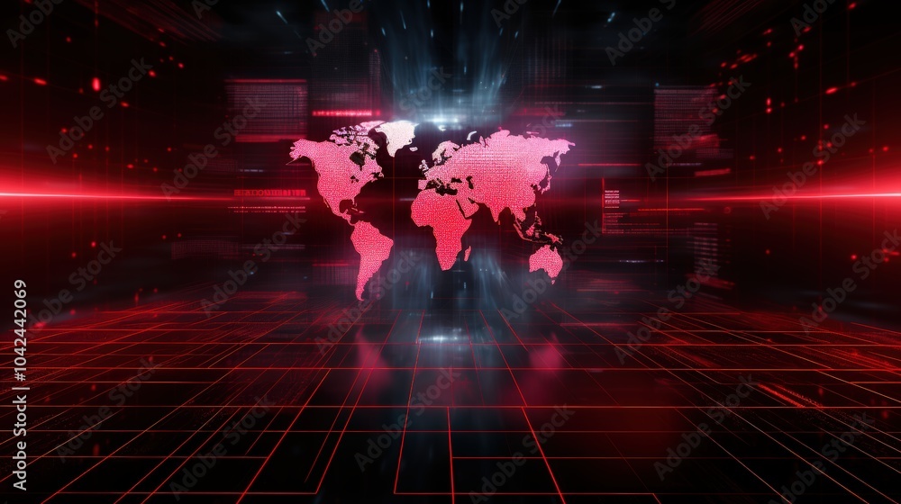 Poster abstract map of continents. globalization and geopolitics in high-tech world of future. 3d illustrat