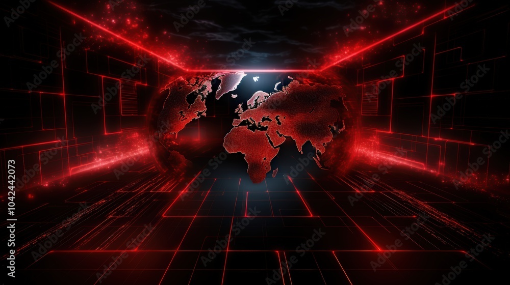 Poster abstract map of continents. globalization and geopolitics in high-tech world of future. 3d illustrat