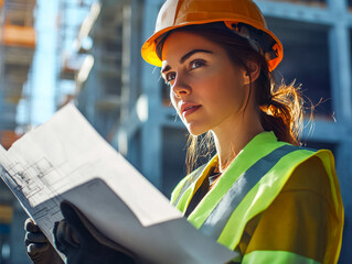 Female Engineer at Site with Safety Gear