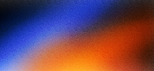 Blue orange black gradient abstract background with noise texture
