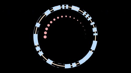 Aim HUD element target rings seamless loop alpha channel 3d render. Analysing data, display loading, moving graph frame, HUD circle interface. Futuristic HUD targeting, infographic