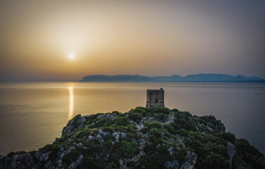 Tonnara tower and the Doria tower at the north coast of Sicily is part of the Tonnara of Scopello,...