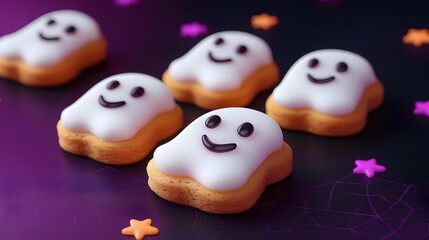 Cute Ghost Cookies Decorated for Halloween Treats
