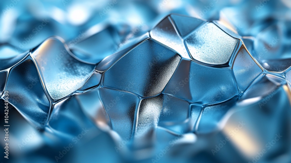 Poster a close-up view reveals a textured blue surface that mimics ice or fluid, highlighting various shape