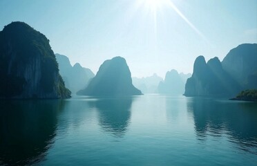 Serene Turquoise Waterway Amid Towering Cliffs