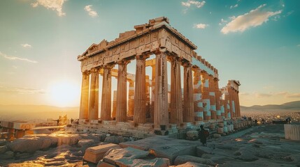Obraz premium The Acropolis of Athens at Sunset