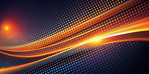 Fototapeta premium Abstract Dark Background with Orange Lines and Dots for Creative Designs and Digital Art