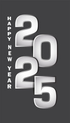 2025 number on grey background, vertical image, vector illustration