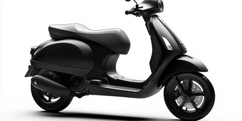 Black Scooter on White Background	