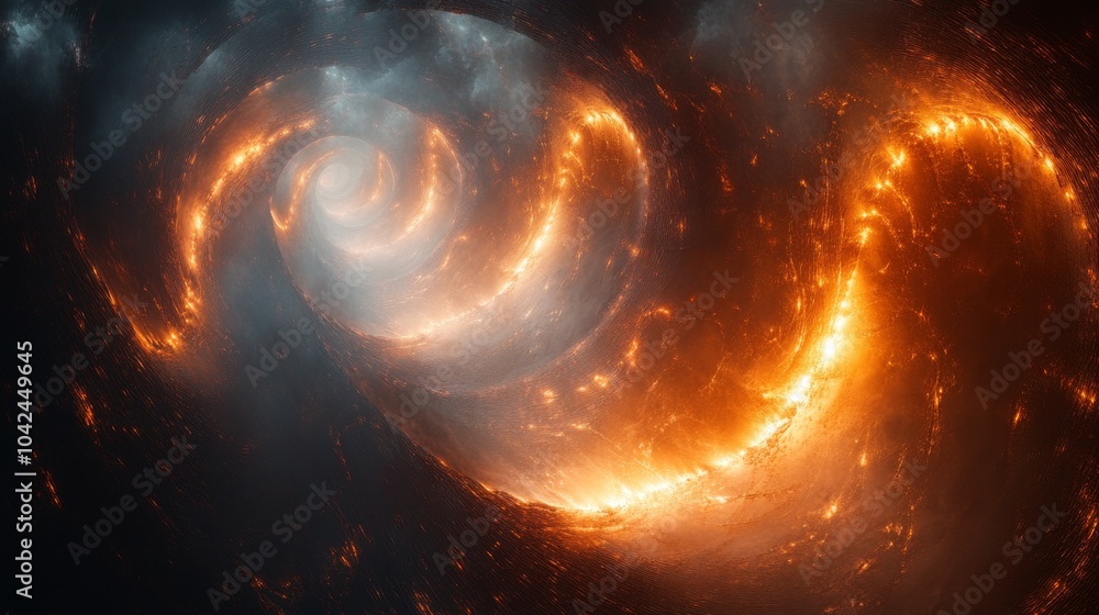 Leinwandbilder this captivating cosmic swirl features bright orange flames intertwined with gray and black clouds, 