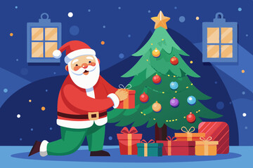 Christmas tree vector art illustration