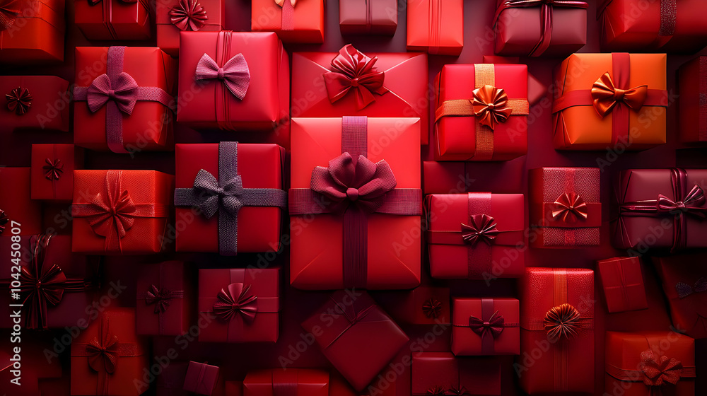 Canvas Prints A collection of red gift boxes with bows, perfect for celebrations.