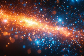 Obraz premium Abstract Background with Scattered Blue and Orange Glowing Lights