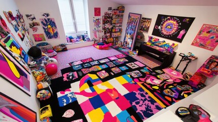 Naklejka premium Vibrant Art Studio Filled with Colorful Decor