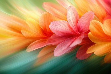 Obraz premium Close-up of Delicate Pink and Orange Flower Petals with a Blurry Green Background