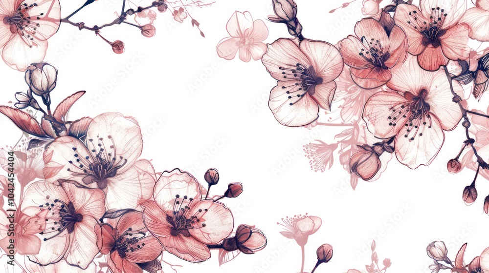 Canvas Prints Delicate Cherry Blossoms in Watercolor