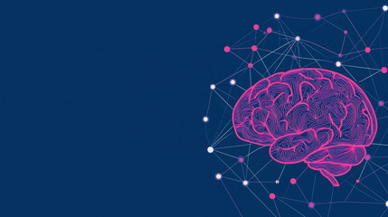Fototapeta premium Abstract pink brain with digital network, Concept of intelligence, artificial intelligence, and neurotechnology
