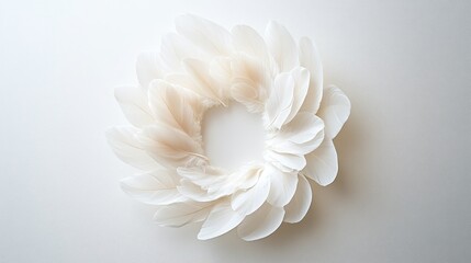 White Petal Circle on Soft Background