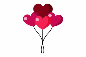 A heart-shaped balloon bouquet. on white