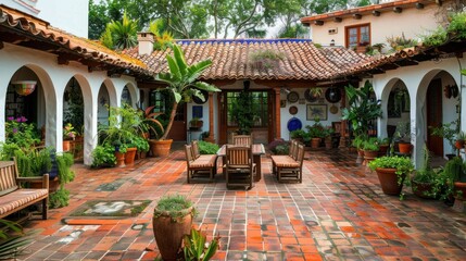 Obraz premium Spanish Colonial Courtyard
