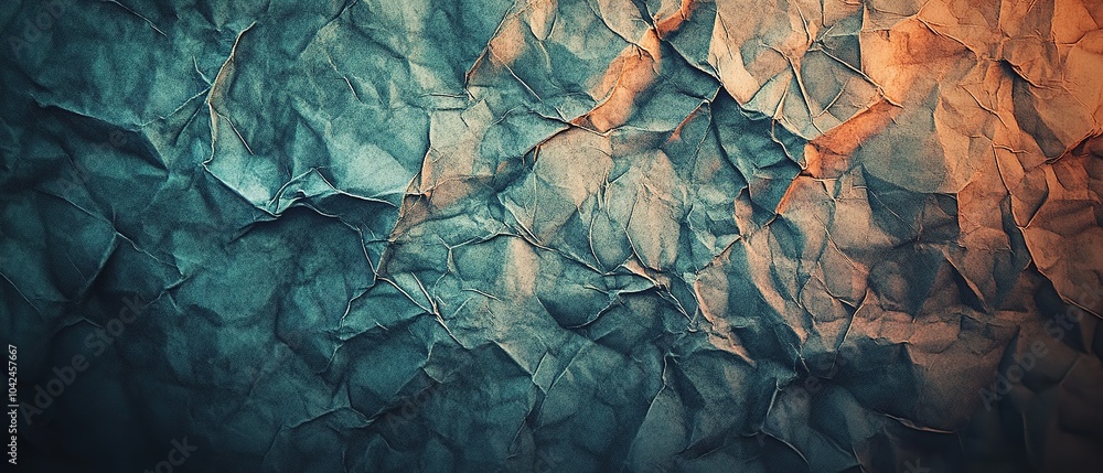 Aufkleber crumpled white paper illuminated by soft light, creating textured shadows and highlights in an artis