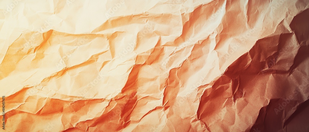 Aufkleber crumpled white paper illuminated by soft light, creating textured shadows and highlights in an artis