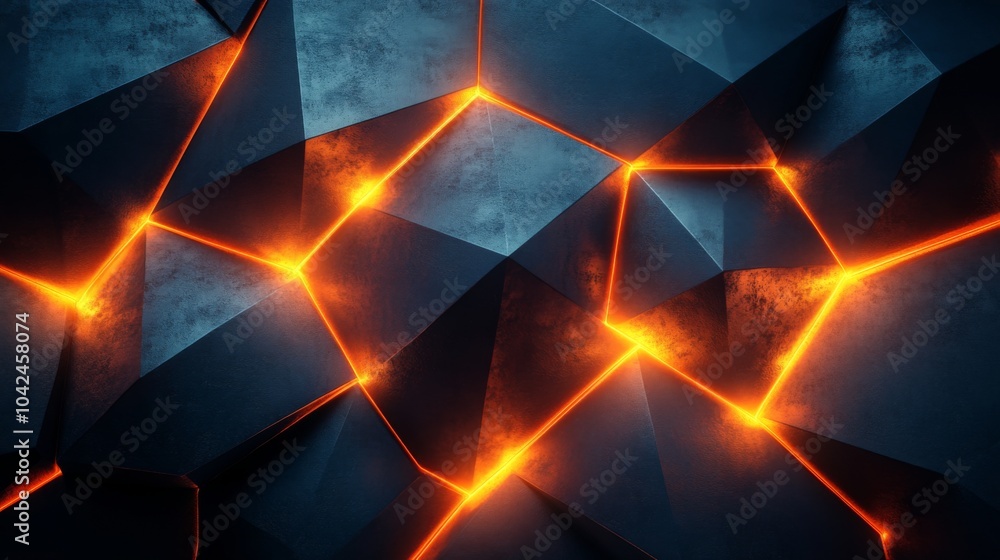 Poster A visually striking depiction of textured surfaces featuring glowing geometric shapes filled with lava-like patterns, creating an intense atmosphere.