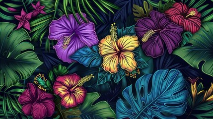 Vibrant Tropical Floral Pattern