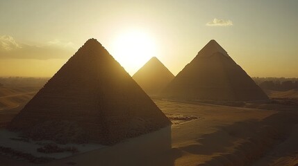 Majestic Pyramids Under Beautiful Sunset Light
