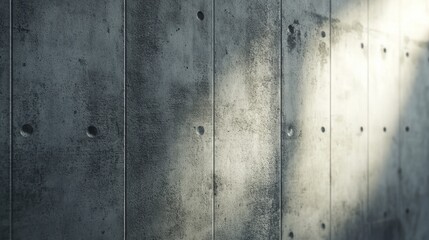 A close-up of a textured concrete wall with a beam of light shining on it.