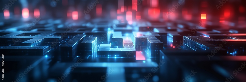 Poster abstract background with futuristic geometric shapes and glowing lines, creating an atmosphere of di