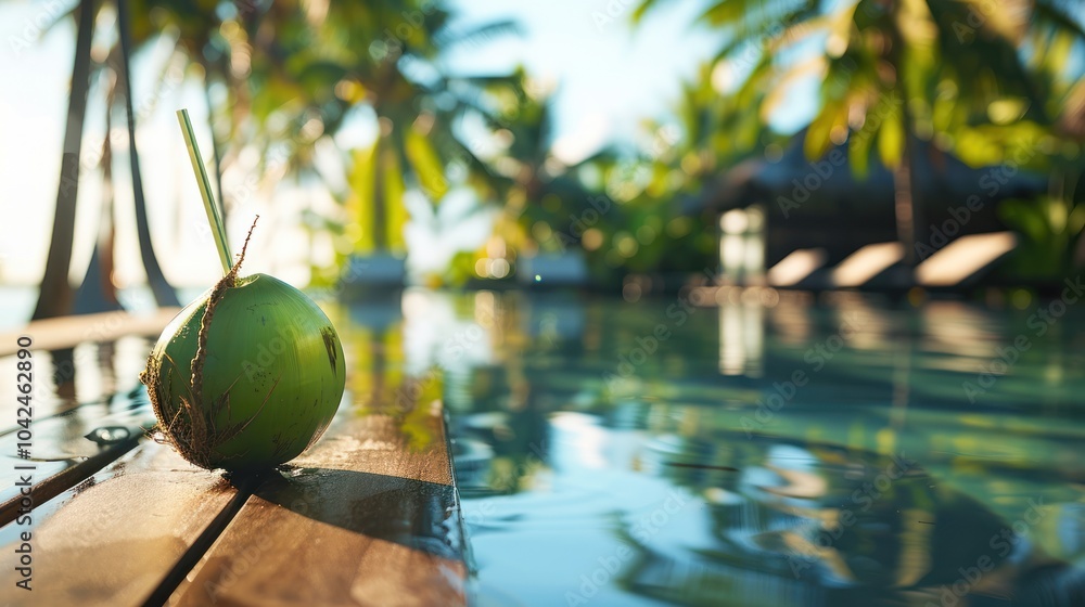 Poster Coconut by the Pool in Paradise