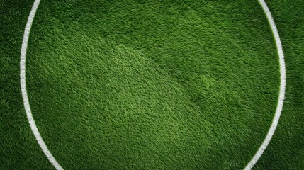 Experience the vibrant green of artificial turf, perfect for a soccer pitch with fresh white lining. Aerial view highlights its quality.