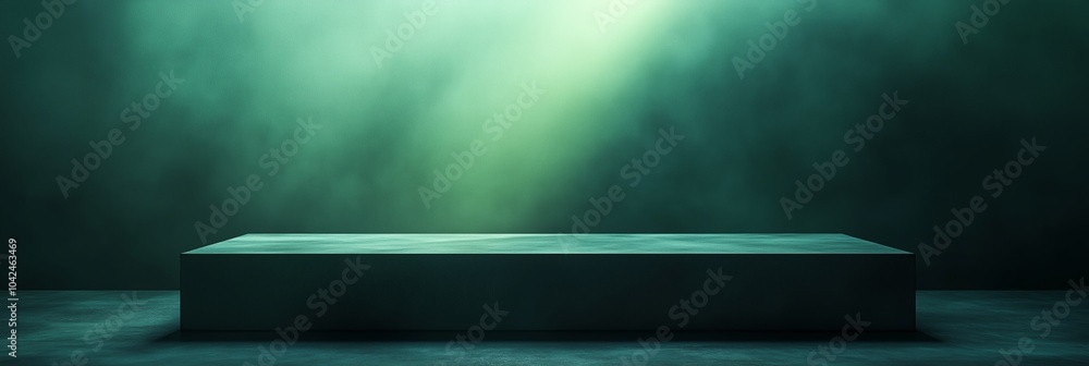 Poster green gradient background with a spotlight on a table in an empty space for product display or a mon