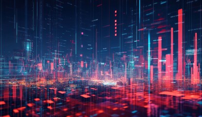 Fototapeta premium Digital Cityscape: A Futuristic Vision of Urban Data