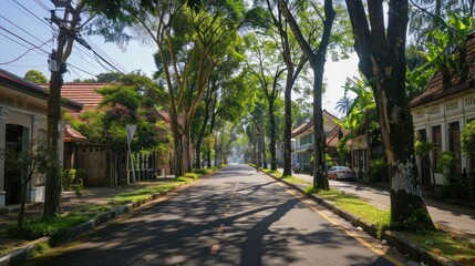 Obraz premium Serene Street in Tropical Town