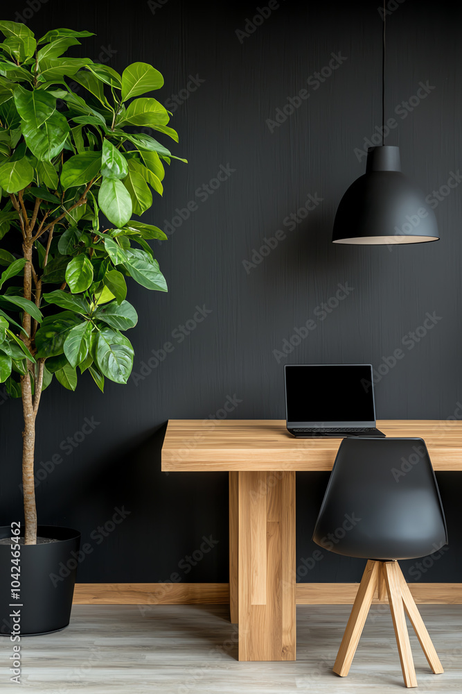 Poster modern minimalist workspace with greenery a stylish desk setup for productivity