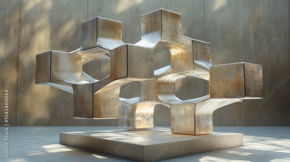 Aufkleber a contemporary sculpture captures attention with its geometric design, reflecting light beautifully 