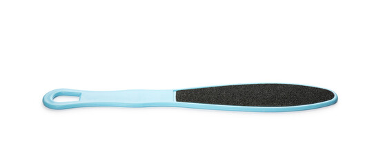 Light blue foot file on white background. Pedicure tool