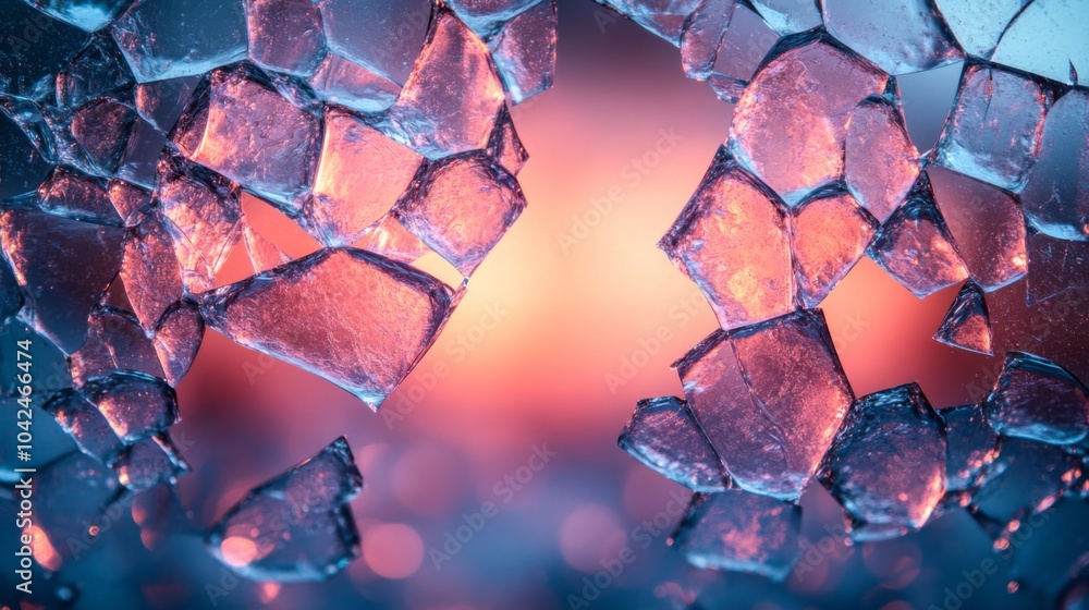 Aufkleber fragments of ice create a captivating mosaic, reflecting warm hues against a cool background. this s