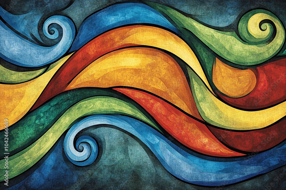 Poster abstract colorful swirls and curves pattern background