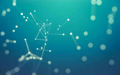 Abstract background. Molecules technology with polygonal shapes, connecting dots and lines. Connection structure. Big data visualization.