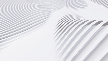Abstract Curved Shapes. White Circular Background.
