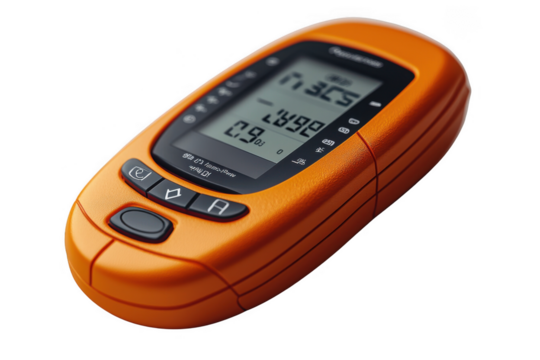 Orange glucose monitor isolated on transparent background, png file, no background png file
