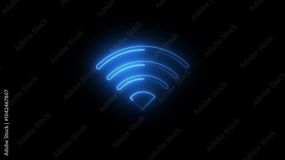 Aufkleber neon wifi animation. glowing internet icon. wifi wireless internet network symbol icon isolated on t