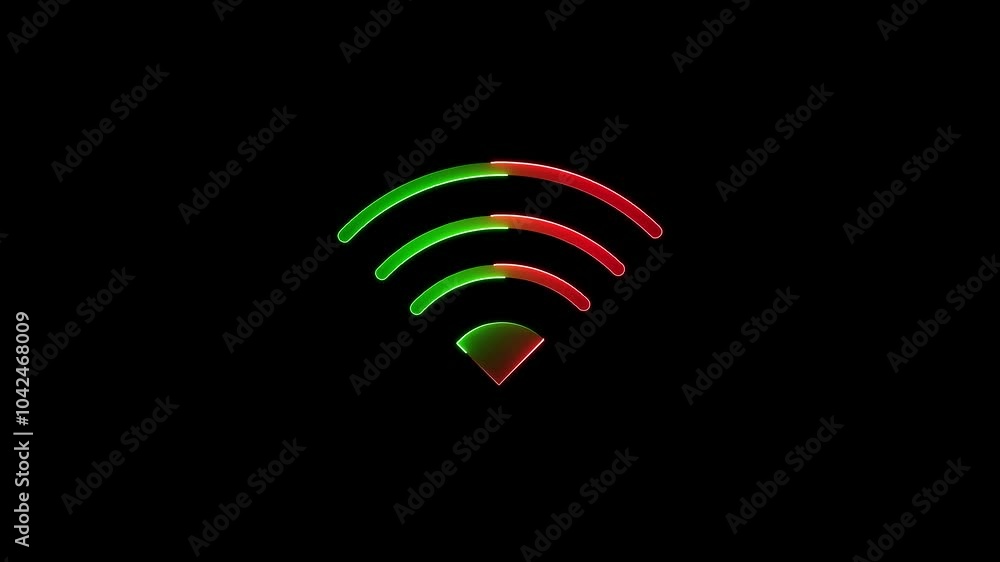 Aufkleber neon wifi animation. glowing internet icon. wifi wireless internet network symbol icon isolated on t