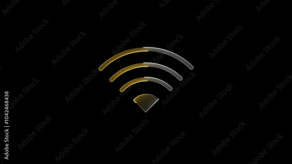 Poster neon wifi animation. glowing internet icon. wifi wireless internet network symbol icon isolated on t