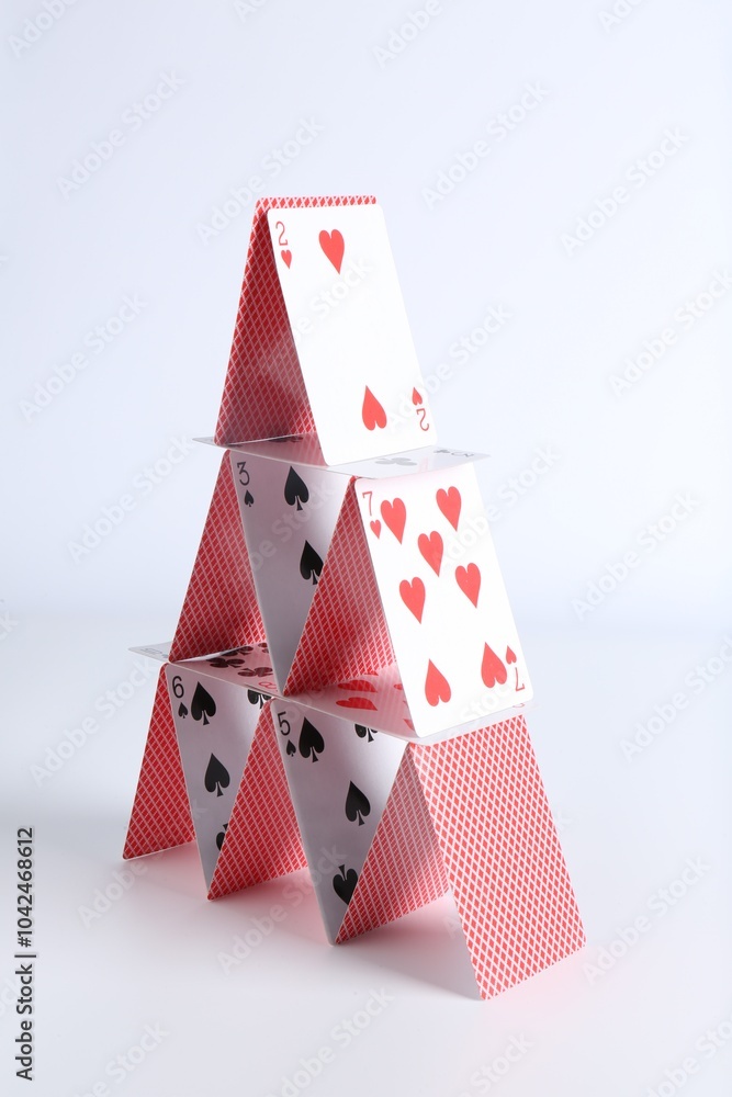 Canvas Prints House of playing cards on white background