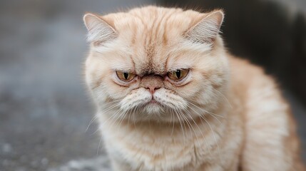 Obraz premium An Angry Cat: This captivating image showcases a cat with its fur bristled and ears flattened, expressing clear signs of anger and agitation. The cat’s eyes are wide and piercing, 